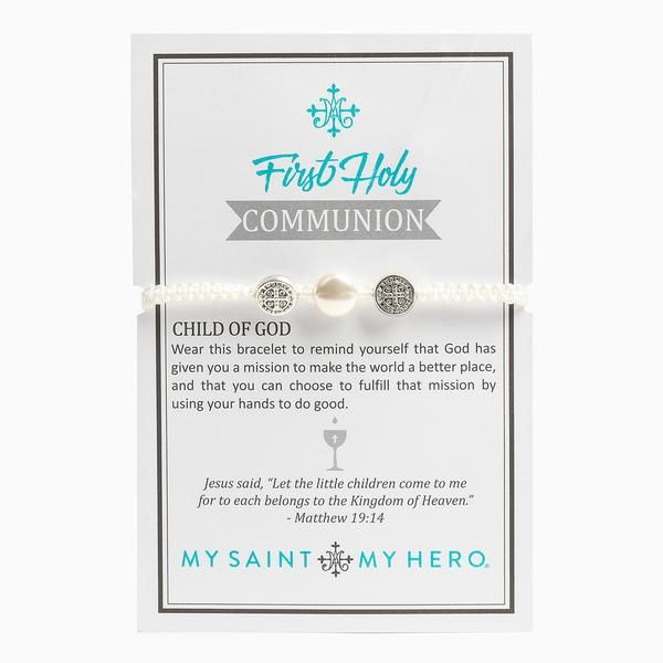My Saint My Hero First Communion Bracelet Gold White Pearl-50022WT