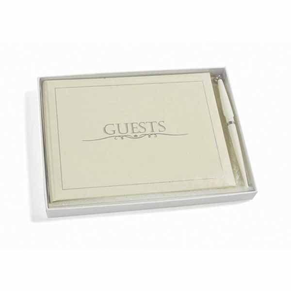 Guest Book With Pen Cream-GUEST-C Guest Book With Pen Cream-GUEST-C, Ivory Guest Book With Pen