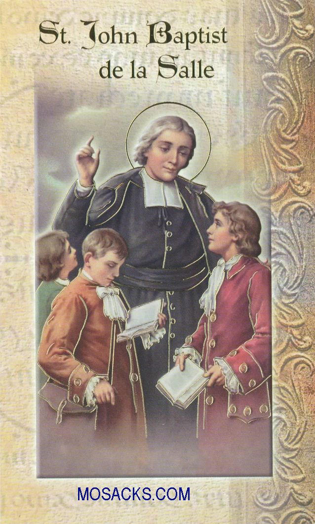 St. John Baptist de la Salle laminated Bi-fold Holy Card, F5-462