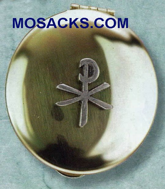Pyx Polished Brass with Chi Rho 25 Host Capacity-87019 Polished Brass Pyx Chi Rho 25 Host Capacity-87019