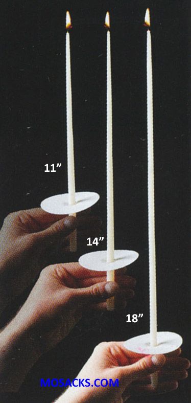 Congregational Tapers 51% Beeswax 11" & Bobeches 100 per box-81101011  Free Shipping on $100. orders