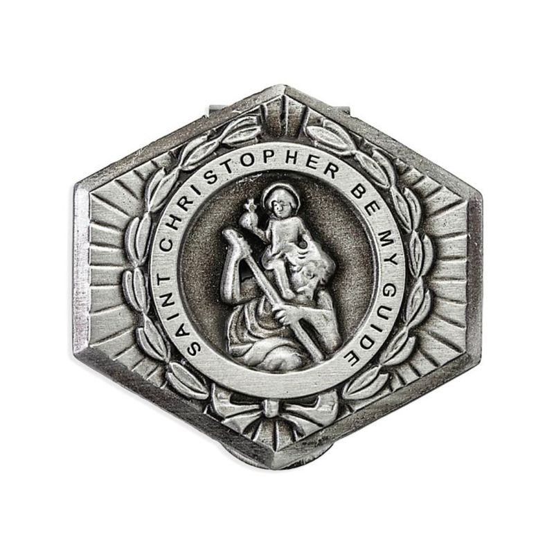 St. Christopher 6-sided Visor Clip 1.5" x 1.5"  12-V5003 St Christopher 6-sided 1.5x1.5" Visor Clip…