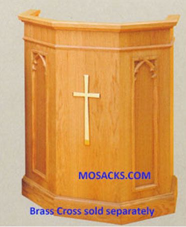 Church Furniture Pulpit Wooden Gothic Arch design with Two Inside Shelves & Brass Cross Available 4…