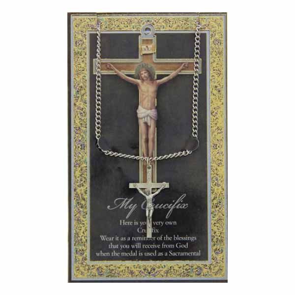 Crucifix Pewter Medal Necklace 1-3/8" h 950-811 Pewter Crucifix Necklace