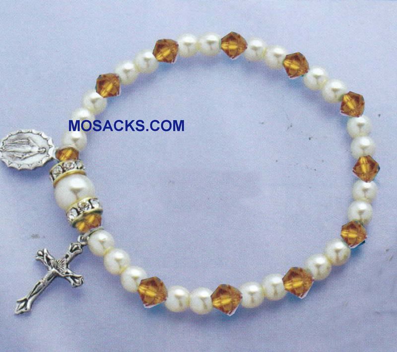 November Birthstone Rosary Stretch Bracelet Topaz‚Äì 45280TZ Topaz One Decade Rosary Bracelet for N…