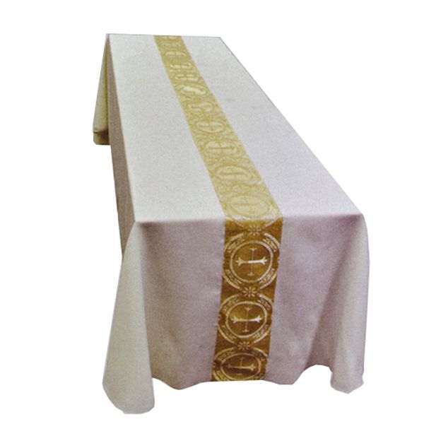 Beau Veste White Satin Gold Brocade Funeral Pall-2048