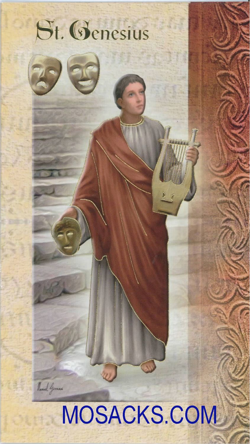 St. Genesius Laminated Bi-fold Holy Card, F5-447 St. Genesius laminated Bi-fold Holy Card, F5-447