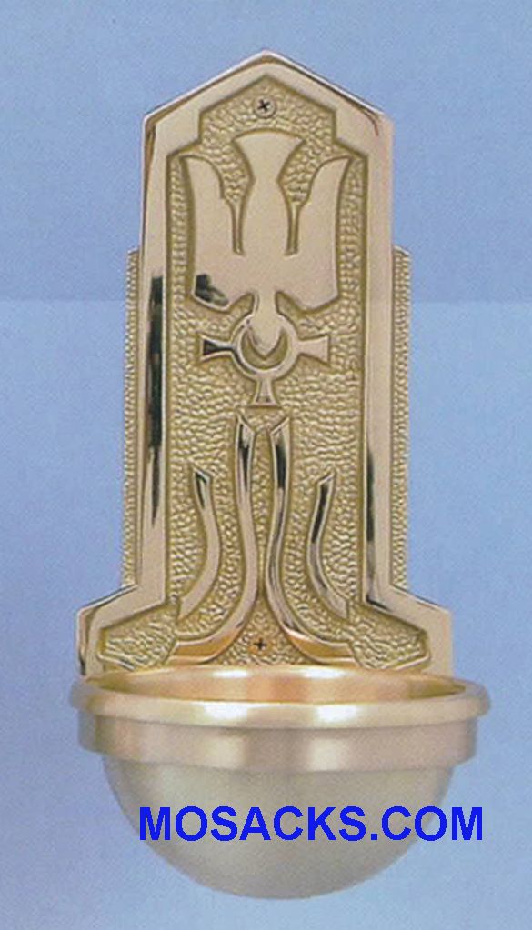 Bronze Holy Water Font Holy Spirit w/Tongues of Fire 40HWF43
