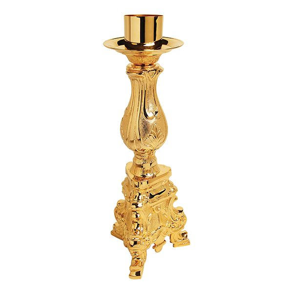 K Brand Gold Plated Paschal Candle Holder is 21-3/4" high with an 8-3/4" base and 2-1/2" candle soc…