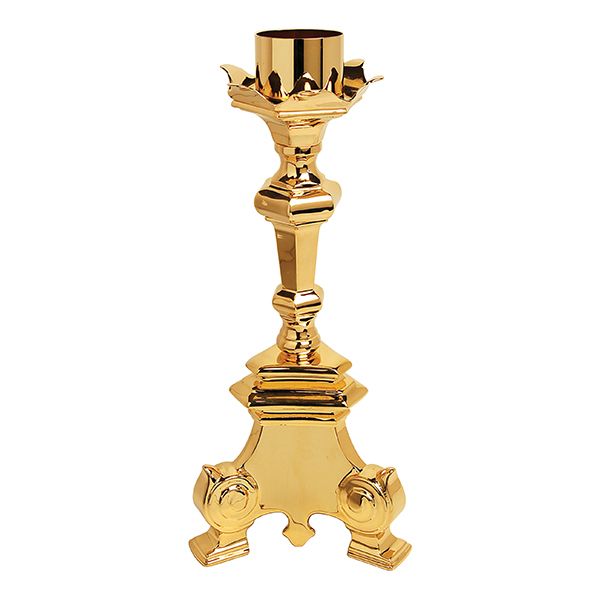 K Brand Gold Plated Paschal Candle Holder is 20" high with a 9.5" base and  2-1/2" candle socket 14…
