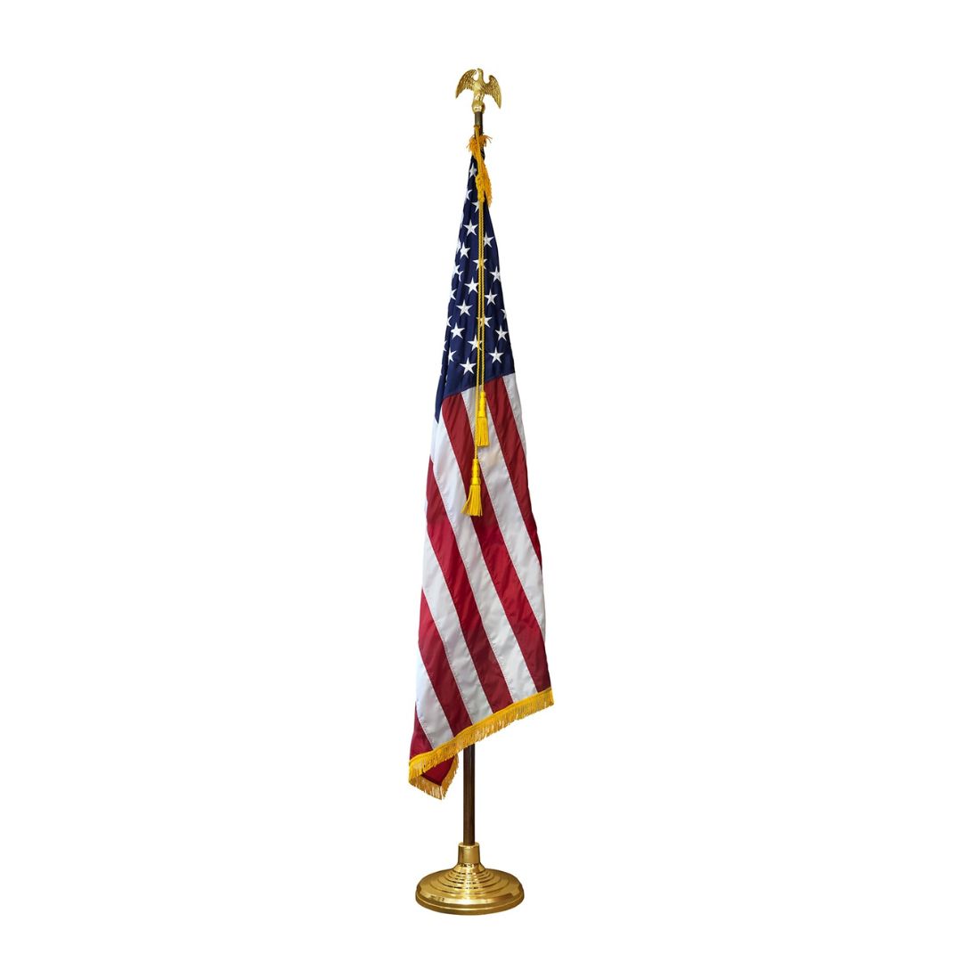 U.S. Flag Deluxe Nylon Presentation Set (Various Sizes) U S Flag Deluxe Nylon Presentation Set 7 Foot-35241269