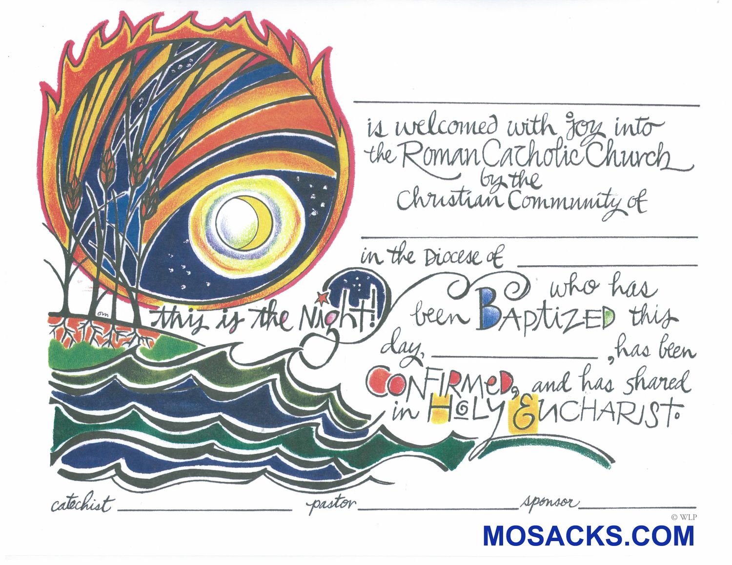 RCIA Full Communion Certificate 8.5" x 11" full color-WLP001066 with Envelope