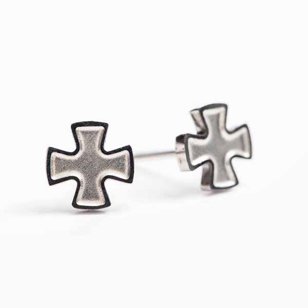 My Saint My Hero Faith Cross Silver Stud Earrings-40003SL