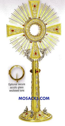 K Brand Four Evangelists Monstrance 28" High holds 2-3/4" Host w/Carrying Case K710 Monstrance Simu…