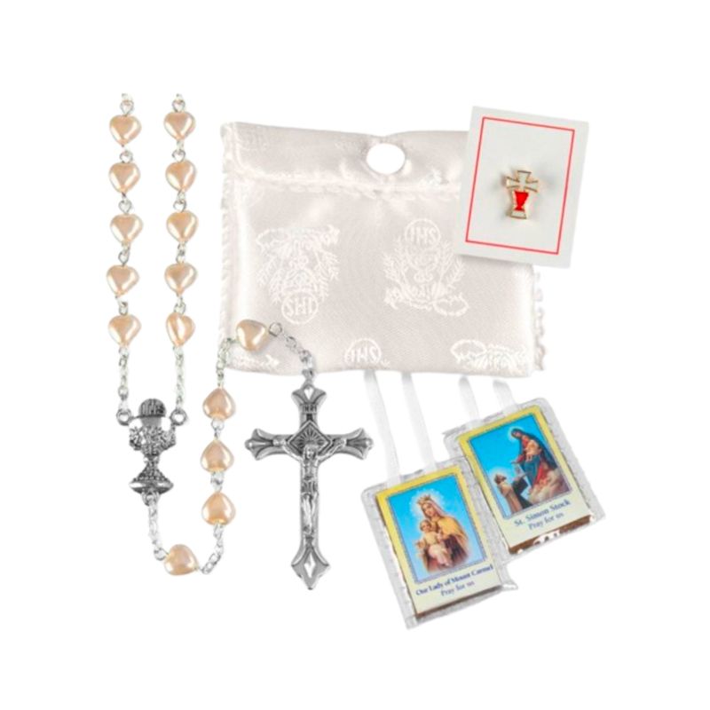Communion Rosary Pin Scapular Set (Girl) Communion Rosary Pin Scapular Set Girl 12-6046