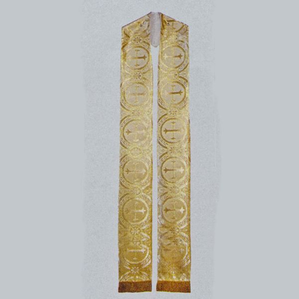 Beau Veste White Satin Gold Brocade Overlay Stole-2044