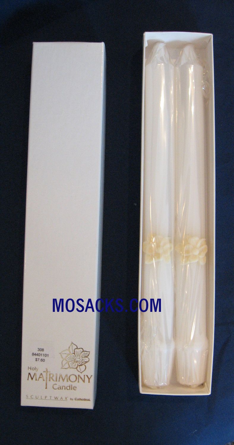 Holy Matrimony Gold and Cream Side Candle 2 piece box  84401101