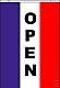OPEN 3' x 5' Vertical Red/White/Blue Polyester Message Flag #35246105