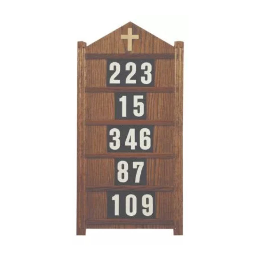 Wooden Hanging Hymn Board 16" w x 32" h 40-237B Chapel Hymn Board