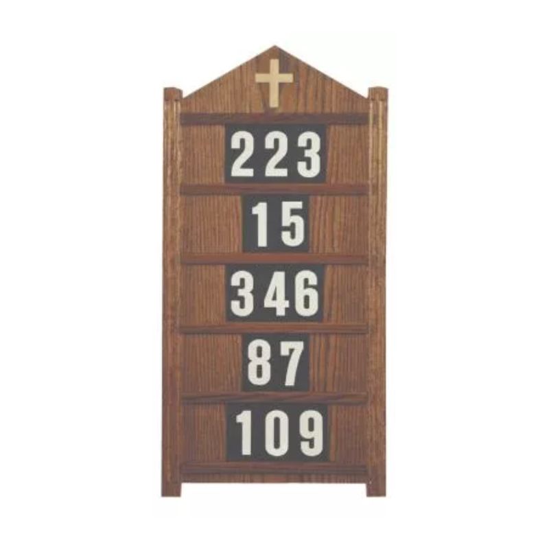 Wooden Hanging Hymn Board 16" w x 32" h 40-237B Chapel Hymn Board