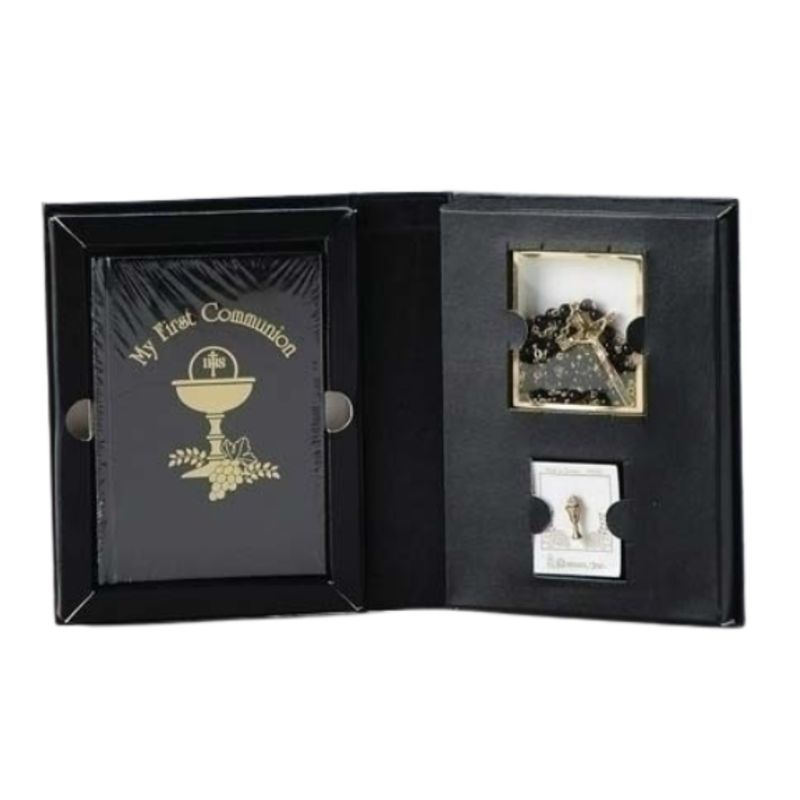 First Communion Boy Folder 4 Pc Set Black-12328