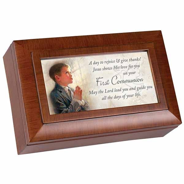 Cottage Garden First Communion Amazing Grace Wooden Music Box-PM5718S