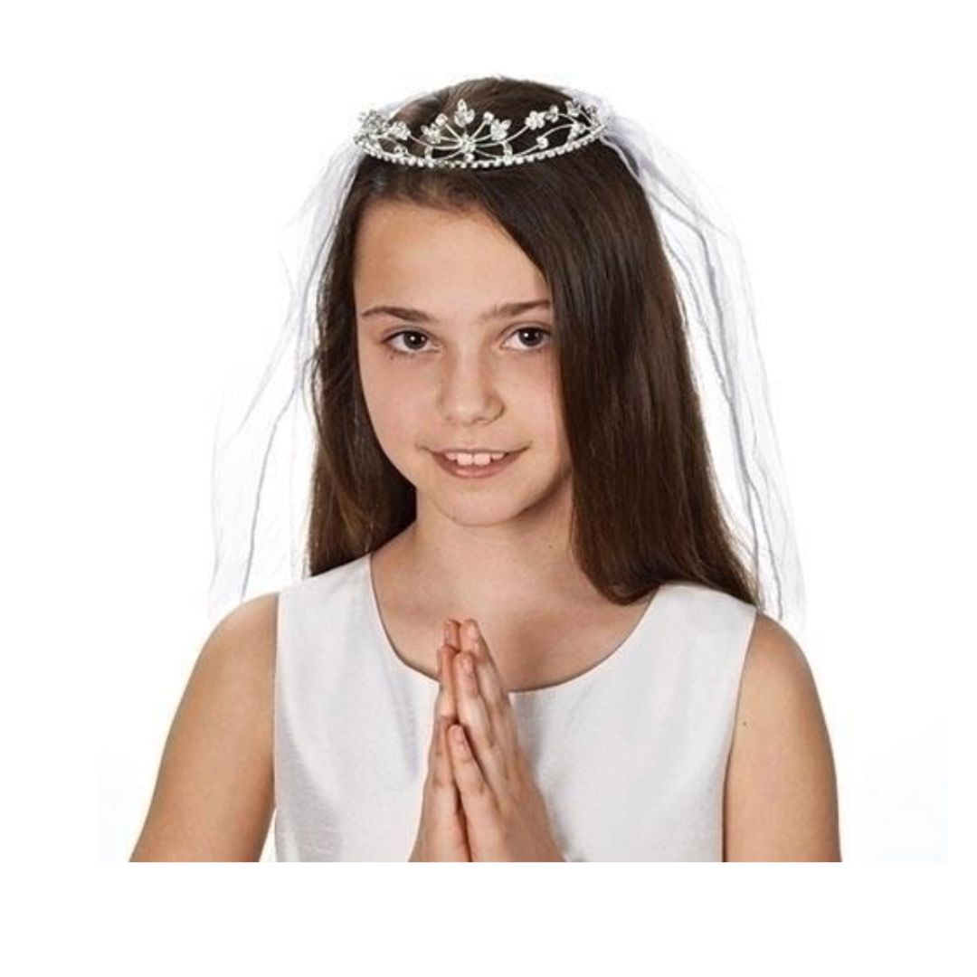 Communion Veil With Crystal Tiara 65391