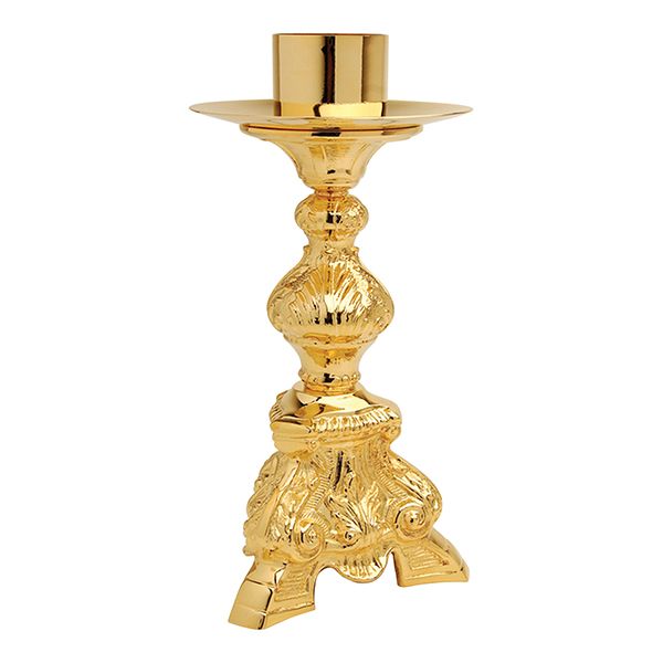 K Brand Gold Plated Candlestick is 10-3/4" high with a 6-1-4" base and 1-1/2" candle socket 14-K861…