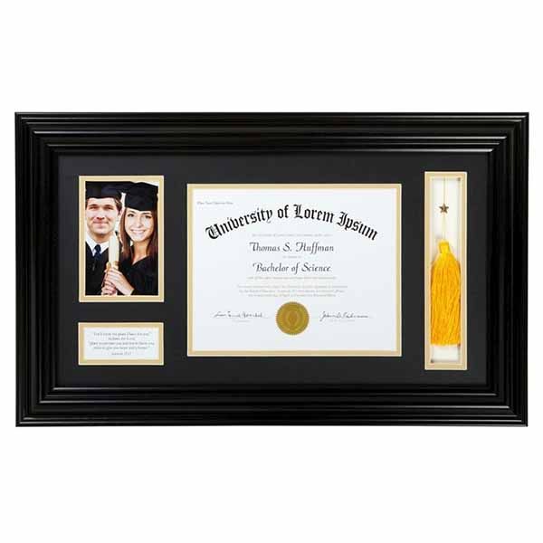 Frame-Wall-Graduation Keepsake For Photo/Tassel & Diploma (Jer 29:11)-Black (25 x 14.75)-8860833464…