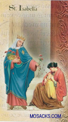 St. Isabella laminated Bi-fold Holy Card, F5-451