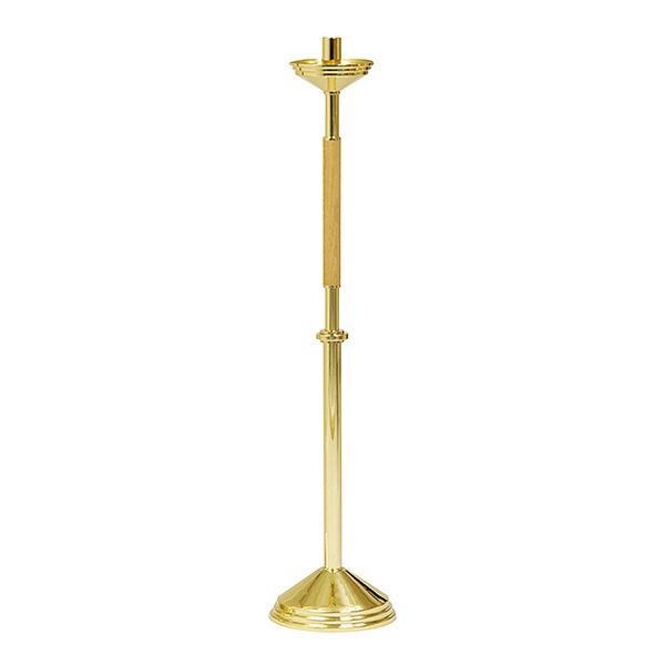 K Brand K755 Oak & Brass Processional Paschal Candlestick 1-15/16" Socket