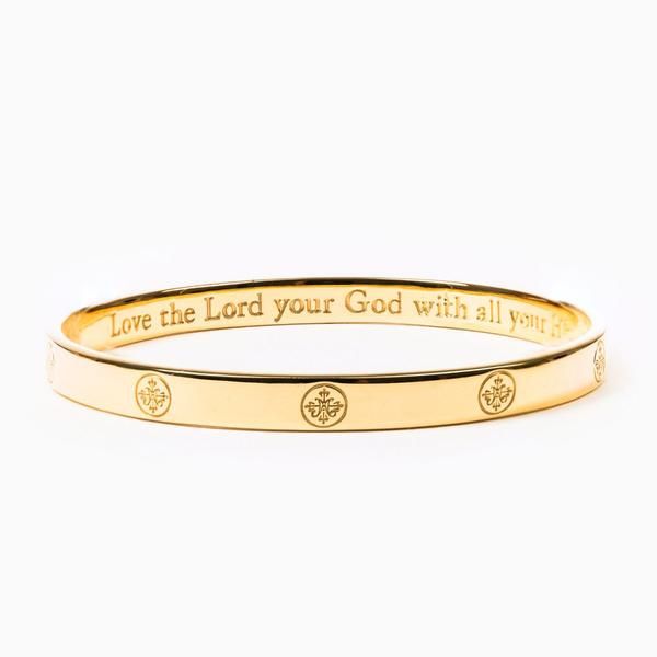 My Saint My Hero The Greatest Love Deuteronomy Bangle Bracelet- 14K vermeil Gold -32003GD