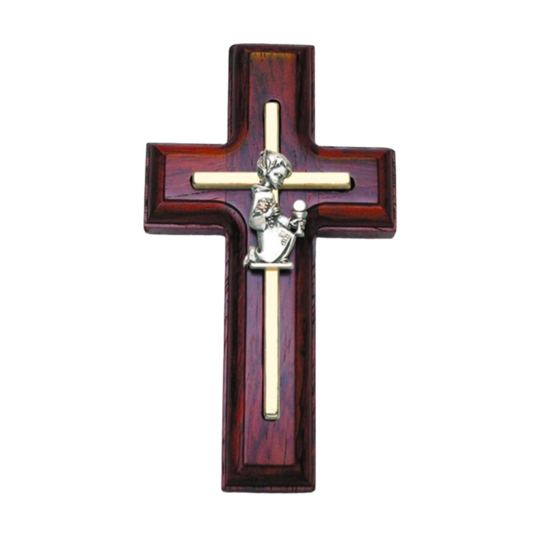 5 Rosewood Cross 5 Inch Rosewood Cross Kneeling Girl With Chalice 64-17308