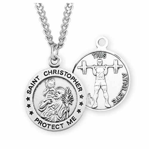 St. Christopher Sports Medal Weight Lifting in Sterling Silver, S902224