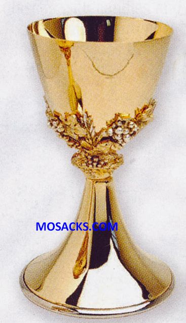 Chalice -Gold Plated Chalice measures 7-3/4" high with 4-3/4" Base and 4" diameter cup with 10 ounc…