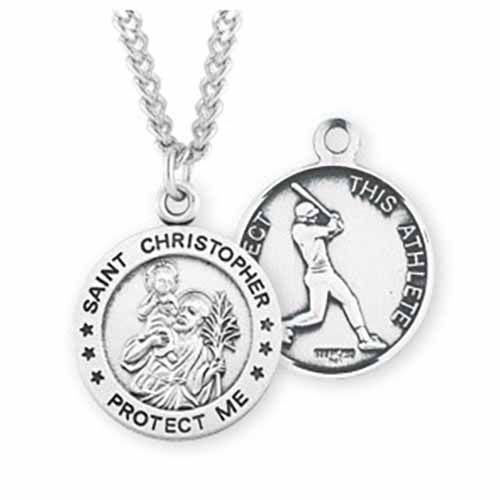 St. Christopher Sports Medal Baseball in Sterling Silver, S901124