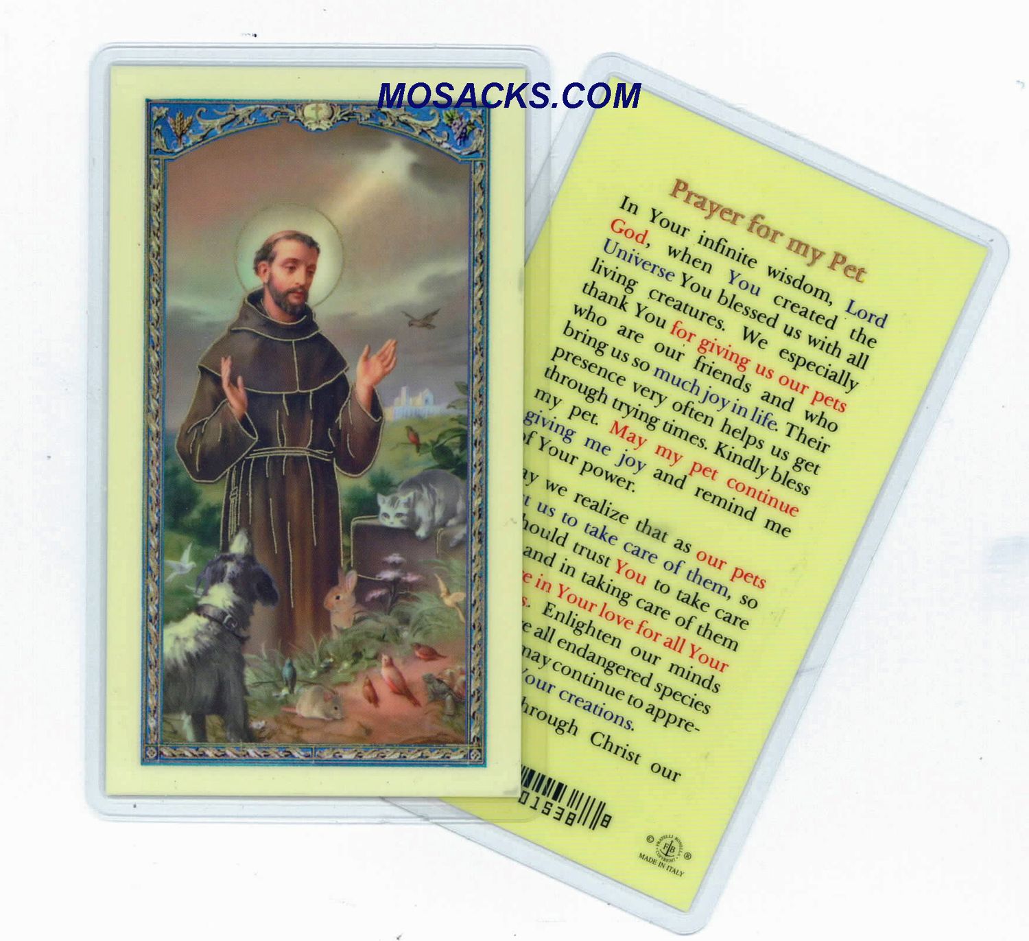 St. Francis Prayer For My Pet Holy Card, E24-314 Laminated St. Francis "Prayer For My Pet" Holy Card, E24-314 Laminated