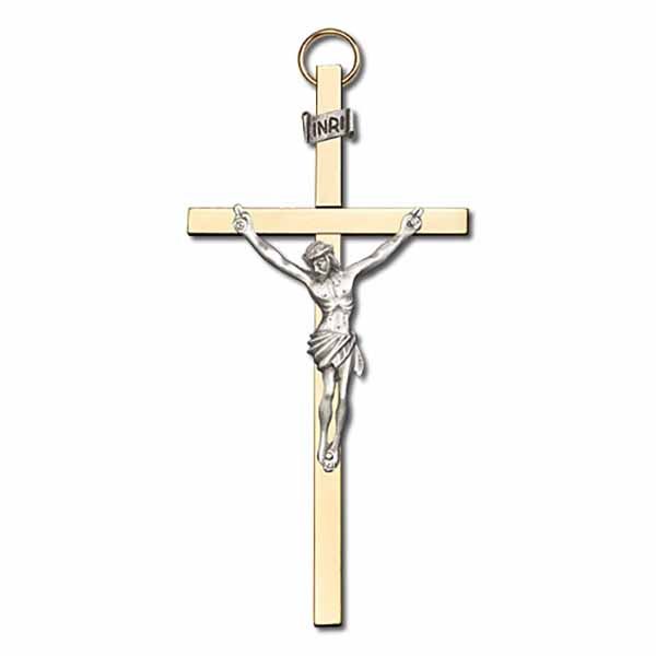 4" Gold wall Crucifix