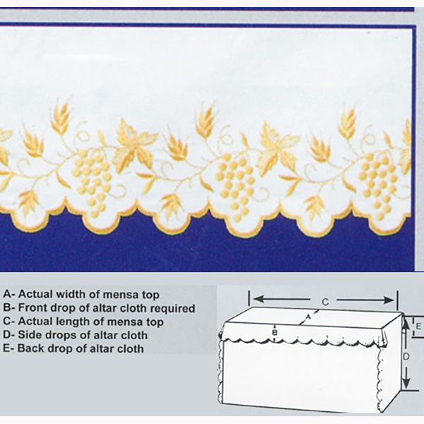 Embroidered Grape Polyester Altar Cloth Gold Silk Embroidery-1308