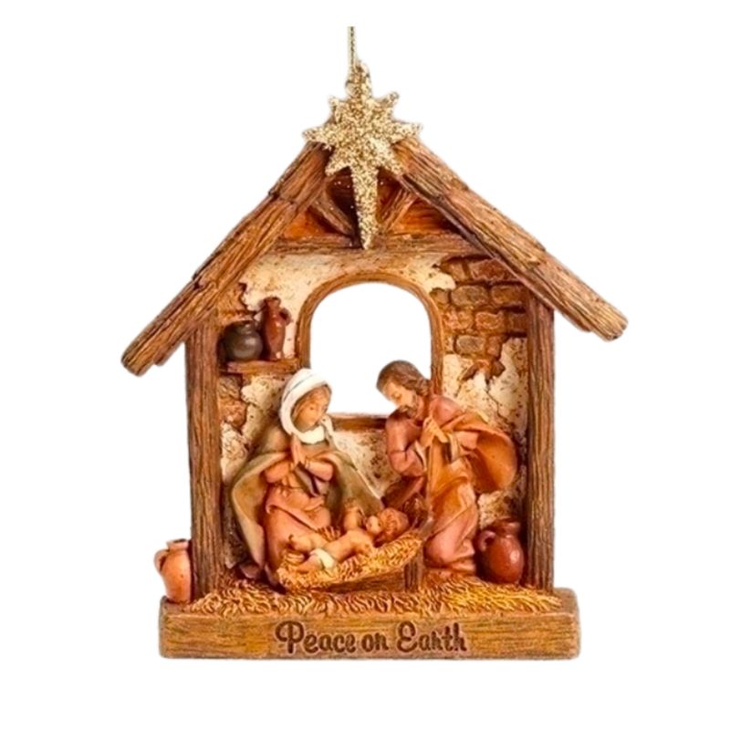 Fontanini Ornament 4.5" H Holy Family Nativity Stable Ornament 20-56353.