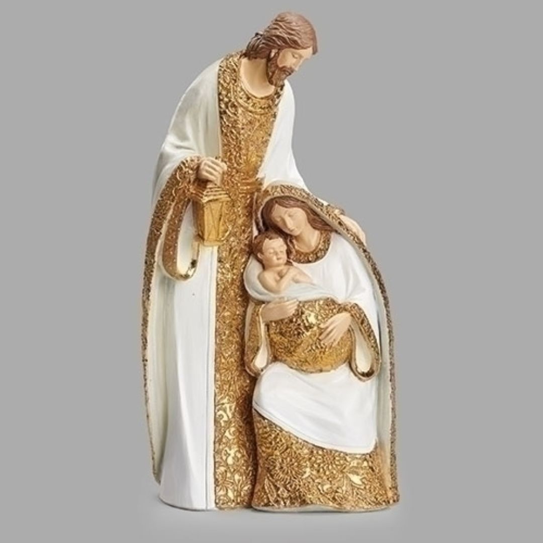 14" White and Gold Holy Family Figure - 136471402600