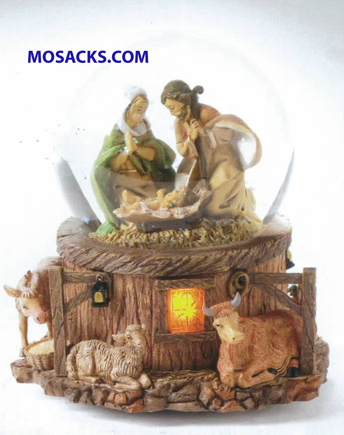 Fontanini Glitterdomes Stable Scene 5.75" H 20-66129 with Windows that Light Up and plays "Silent N…