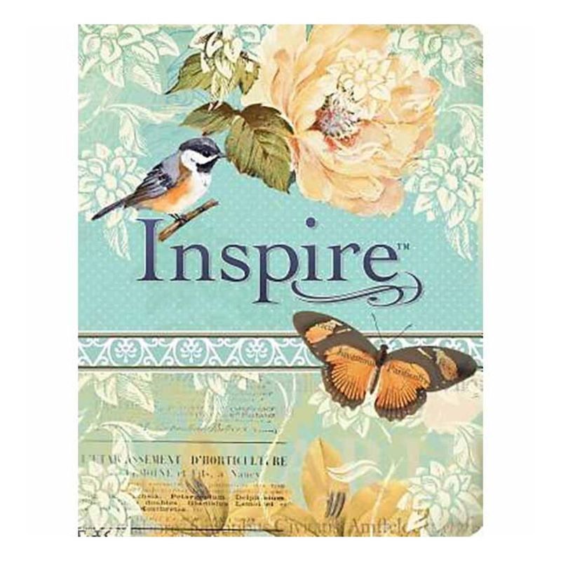 Tyndale Inspire Bible NLT The Bible for Creative Journaling Blue/Cream Leather  9781496413734
