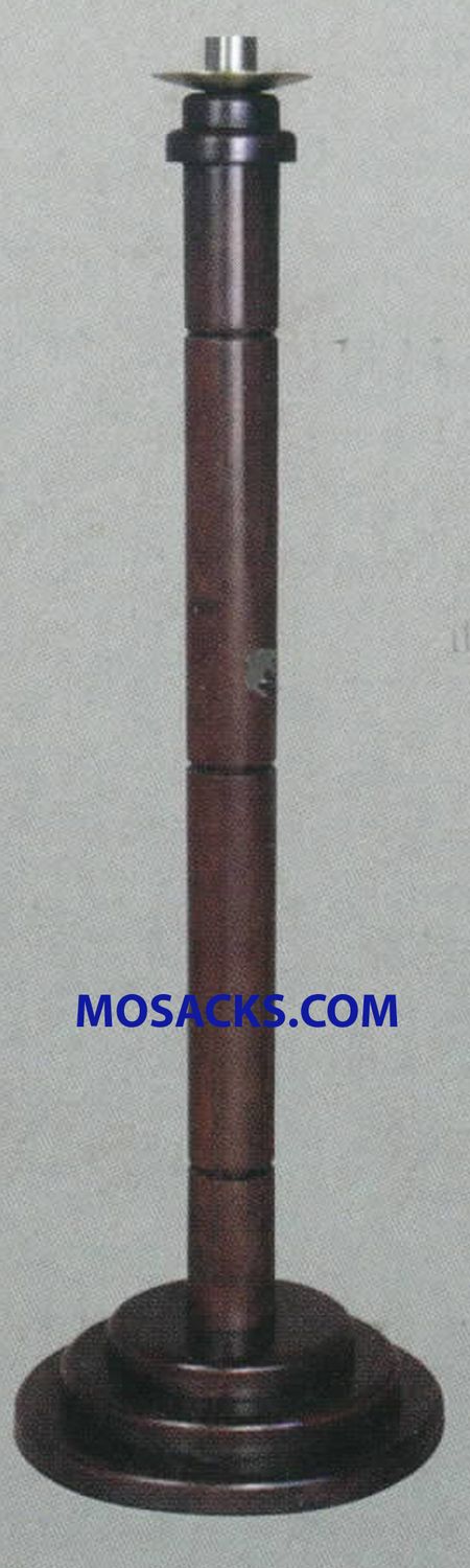 Wood Paschal Candle Stick 40-1137 is round in design with a solid 6-1/2" diameter brass bobeche and…