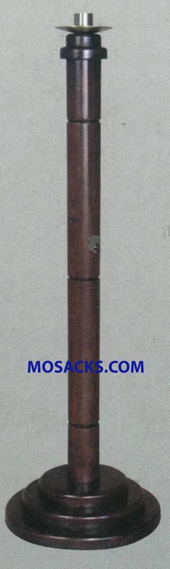 Wood Paschal Candle Stick 40-1137 is round in design with a solid 6-1/2" diameter brass bobeche and…