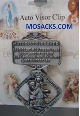 St. Christopher Motorist Prayer Visor Clip 1.5" x 2.5"  12-V5015 St Christopher MotoristPrayer 1.5x…