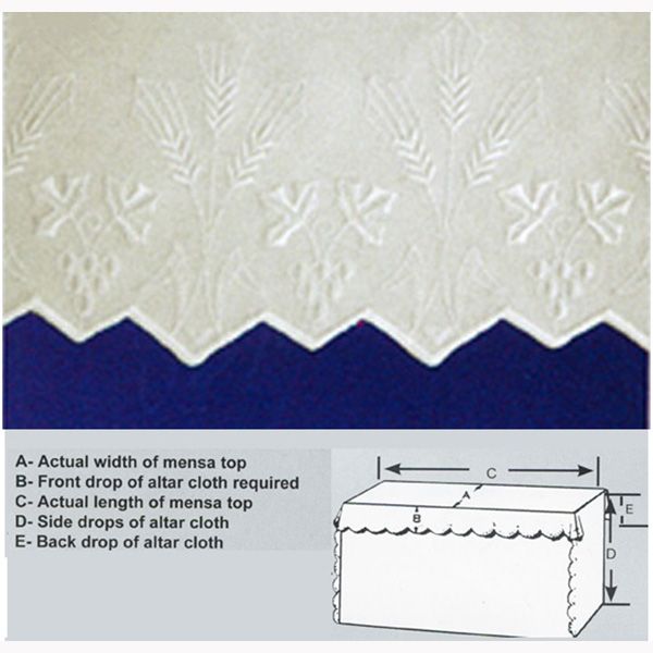 Beau Veste Embroidered Grape Wheat Polyester Altar Cloth White Silk Embroidery-5008