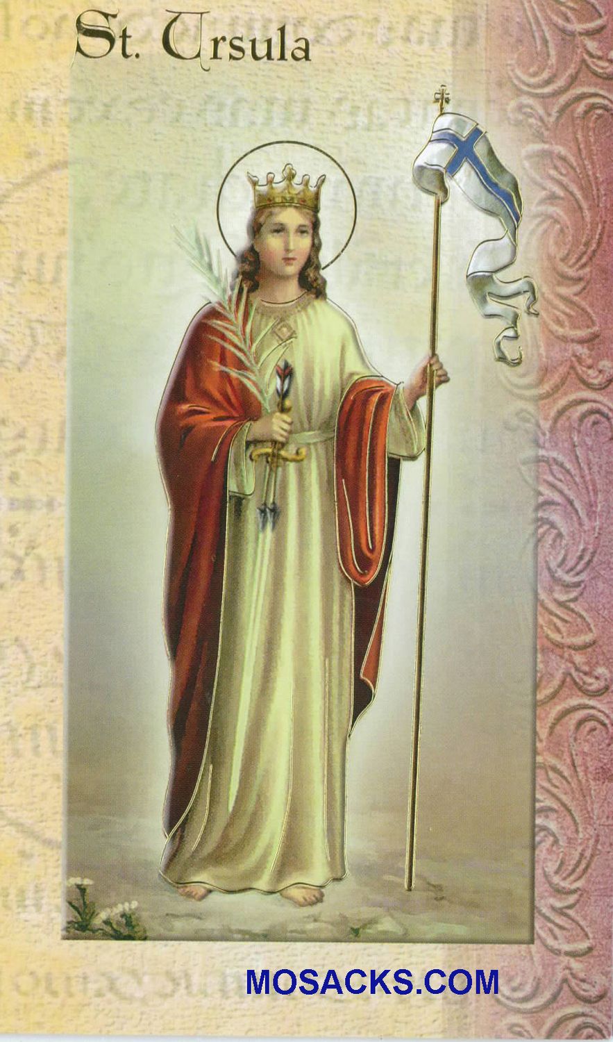 St. Ursula Laminated Bi-fold Holy Card, F5-555