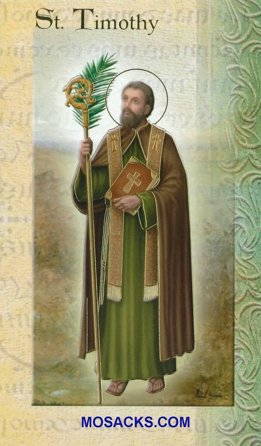 St. Timothy Laminated Bi-fold Holy Card, F5-554 St. Timothy Laminated Bi-fold Holy Card, F5-554