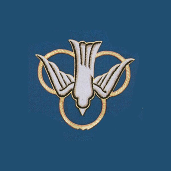 Hand Embroidered Gold Metallic Beau Veste Applique Holy Spirit Trinity 1620 Beau Veste Applique Holy Spirit / Trinity 10-1620 hand embroidered gold metallic descending dove an…
